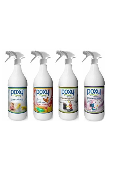 Poxy Sıvı Leke Çıkarıcı & Genel Temizlik & Fayans Temizleyici & Ağır Yağ Çözücü Konsantre 4x1lt