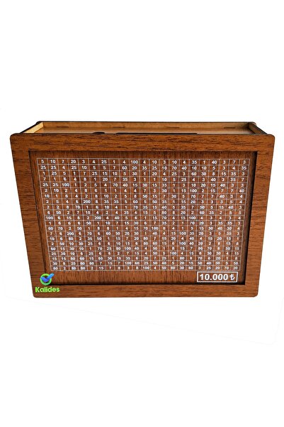 kalides Parabox - 10.000tl Kumbara (KURULU) , Ahşap Para Biriktirme Hedef Kutusu - Hediyelik Ürünler