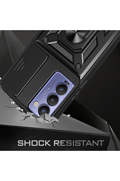 Fibaks Tecno Camon 18P Case Camera Protected with Sliding Ring Armor Military Tank Protective Cover