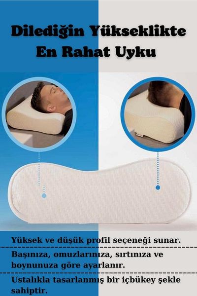 Viscomina Orthopedic Double Neck Supported Visco Pillow Orthopedic Two-Way Use Visco Pillow 60X40X14/12 cm