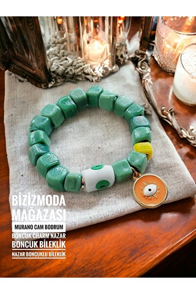 bizizmoda Murano Cam Bodrum Boncuk Charm Nazar Boncuk Bileklik Nazar Boncuklu...