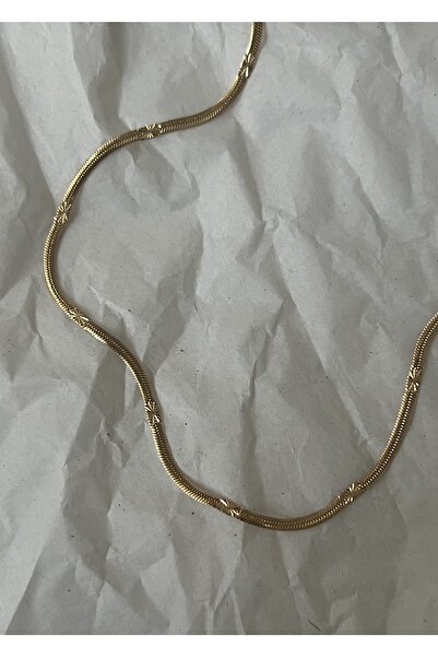 KİLİGİSTANBUL 45 Cm Ince Italyan&yıldız Plaka Gold Renk Çelik Kolye