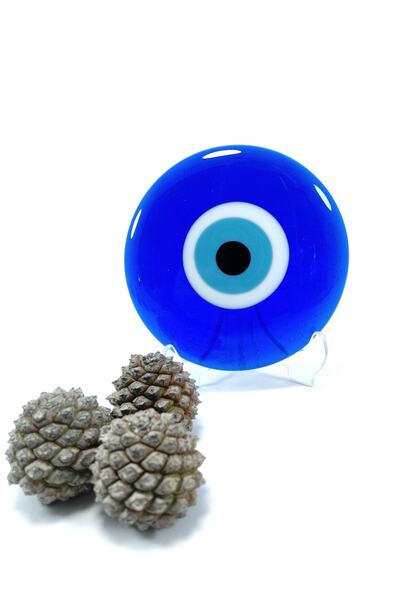 Ennea Art Nazar Boncuğu 9 Cm El Yapımı Deliksiz Cam Masaüstü /ev Dekoru Dekor...