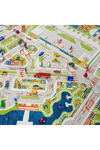 İVİ 200 X 200 Cm Mavi Mini City Halı 121md034200200