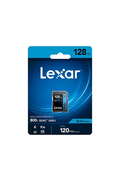 Lexar 128gb 800x Sdxc U3 V30 C10 4k Uhd 120mb/s UHS-ı Memory Card (blue Series)