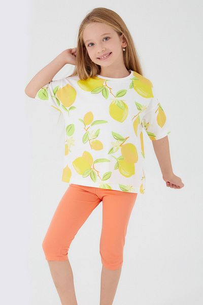 Rolypoly Lemon Cream Girls' Capri Set