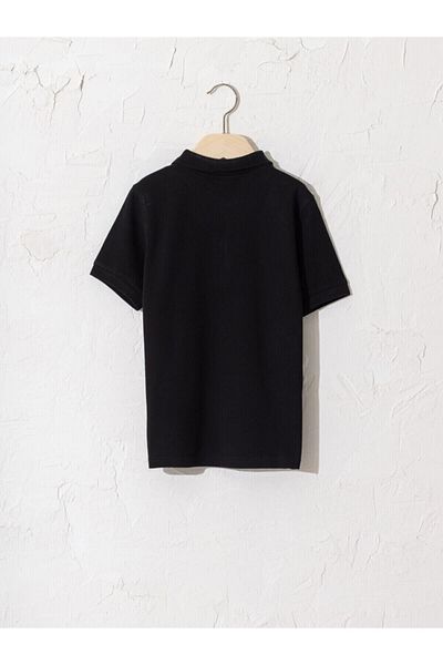 LC Waikiki Tricou negru pentru băiat din Your Fashion Style Polo Gât de bază, cu mânecă scurtă din bumbac