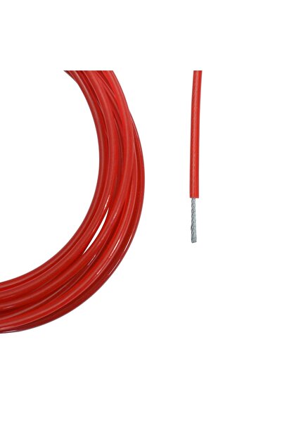 EgeÇelikHalat Kırmızı İzoleli Çelik Halat 2-3mm 10 Metre