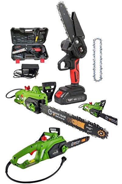 Germany Steel Alman 2'li Set 4800w Elektirikli Odun Ağaç Kesme Ve 128vf Şarjl...