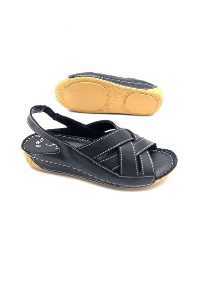 UMUT AYAKKABI Ilgen Prava koža Ortopedsko Žene crne boje Sandale