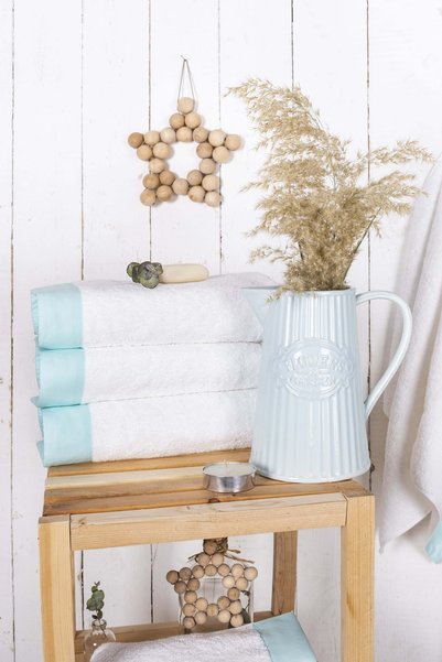 MEYN COLLECTİON Meyn Collection 2-Piece Hand Towels 50x90 Gift, Multi-Purpose, Applique Bitimli, White