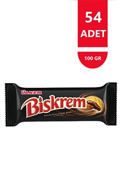 Ülker BİSKREM Kakaolu Krema Dolgulu Bisküvi - 100 gram - 54 Adet