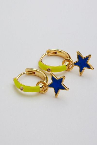 ismim bijuteri Stone Hoop Colorful Star Earrings