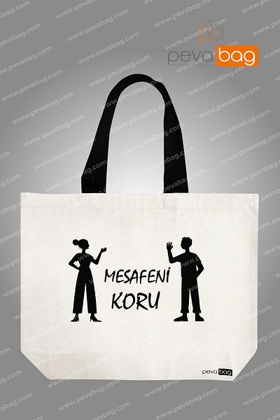 Pevabag Hambez (Canvas Fabric) Bag - Distance Protection Printed 46x37 - Black Handle