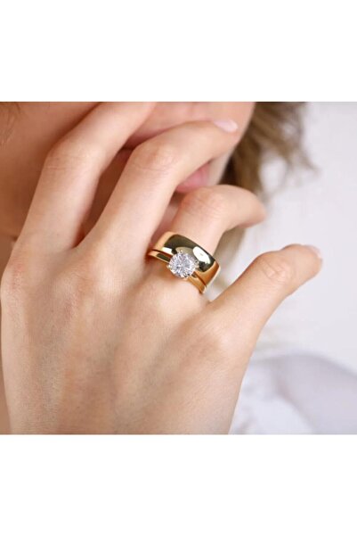 Çelikoğlu Kuyumculuk 8 Ayar Altın Tek Taş Alyanslı Yüzük 2,25 Gr