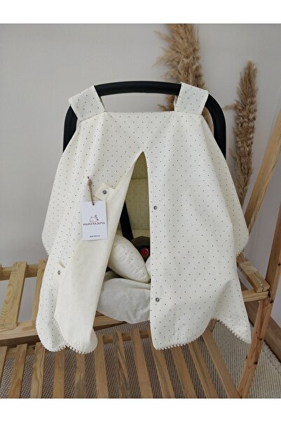 MAMARADUGA Çift Taraflı Puset Örtüsü Puset Minderi Puset Çarşafı 3'lü Set Krem