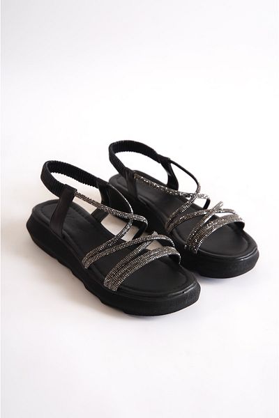 Moda Değirmeni Sandale negre Cross Stone pentru femei Bg1091-123-0007