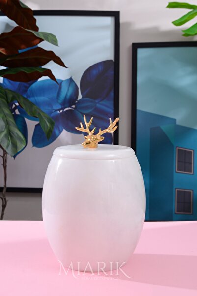 MIARIK DESIGN & DEKORASYON Dekoratif Mermer Oval Çöp Kovası