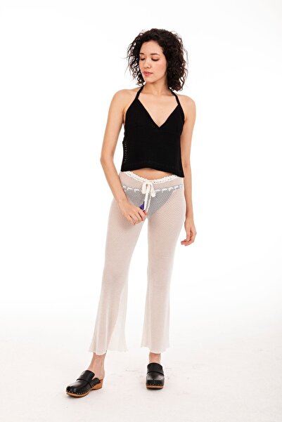 trikobis Special Design - Knit Detailed, Lace-up and Mesh Look Knitwear Beach...