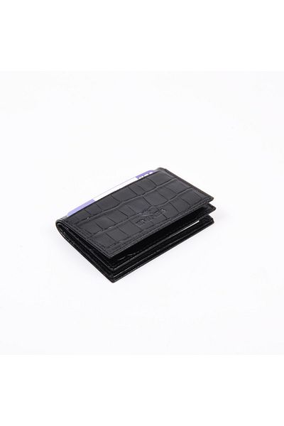 Eminsa Black Crocodile Genuine Leather Card Holder