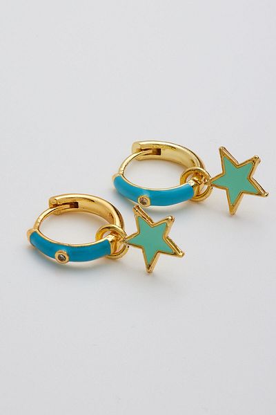 ismim bijuteri Stone Hoop Colorful Star Earrings