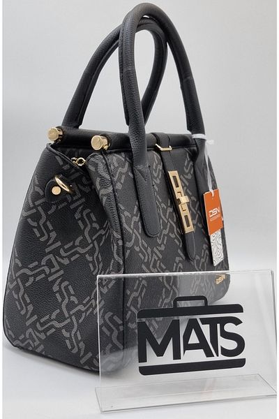 DSN Chain Patterned Lockable Hand and Shoulder Bag Black