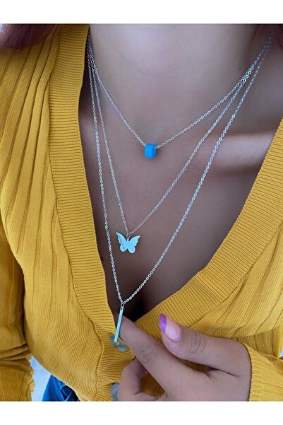 Everglow Jewelry Stamp Butterfly Necklace Triple Silver