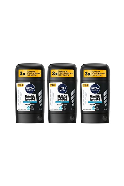 NIVEA Men Stick Deodorant Black & Whıte Invısıble Fresh 50 Ml X 3 Adet
