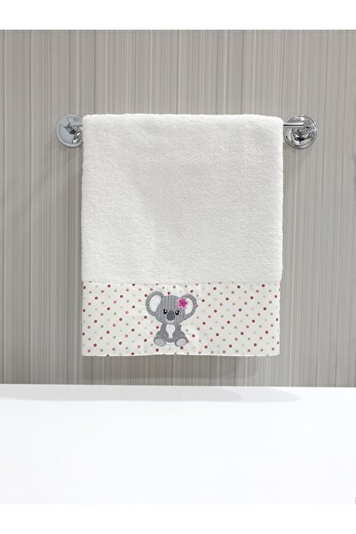 Tanem Home منشفة أطفال قطعة واحدة مطرزة بنمط كوالا مقاس 50x90 سم يد/وجه 100% قطن