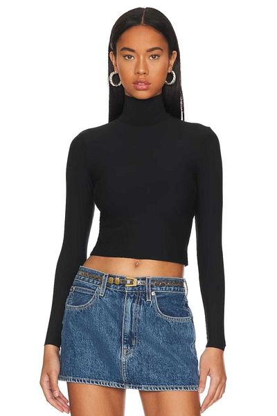 Zagrep Women's Black Half Turtleneck Crop