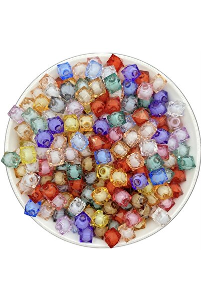 Hedef Bijuteri 50 جرام 8 مللي متر خرز مكعب أكريليك مختلط الألوان مع خرز بالدا...