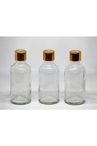 Juniberry 3Pcs 50ml Small Glass Gold Bottle with Hole Cap Stopper 3X50Ml