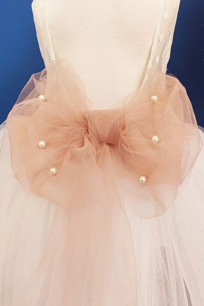 Shecco Babba Set rochie de aniversare tutu cu fundita albă și bandană, rochie de seară pentru copii