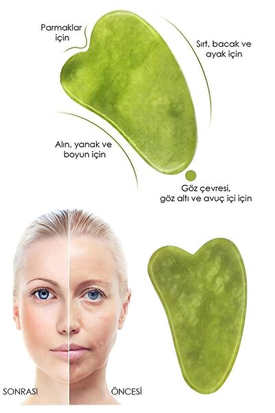 TeknoZar Yeşim Kalp Taş Gua Sha Yüz Masaj Aleti Taşı