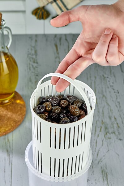 MHK Collection 2 Pieces Olive Pot with Strainer Olive Pickle Storage Container 1.5 Lt