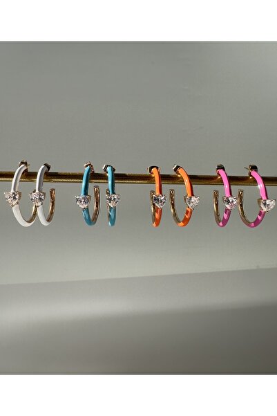 HeyYou Jewelry Kalp Halka Neon Küpe