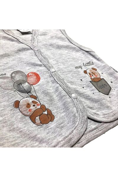 ELBEBEK Cotton Printed Combed Cotton Interlock Baby Vest (Teddy Bear with Balloon)