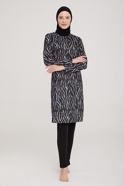 ROZAMAY Women's Long Sleeve Adna Black Hijab Swimsuit 9c0t3n2