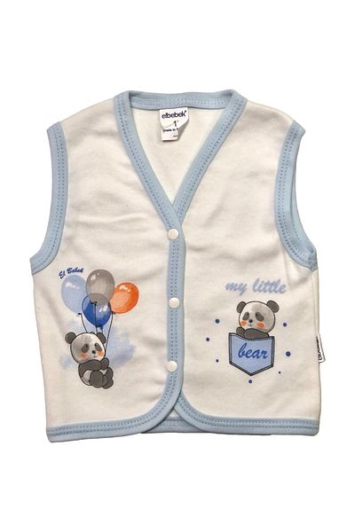ELBEBEK Cotton Printed Combed Cotton Interlock Baby Vest (Teddy Bear with Balloon)