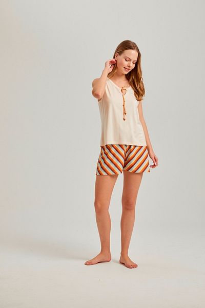 Pamuk & Pamuk Salmon Front Tie T-Shirt Shorts Set