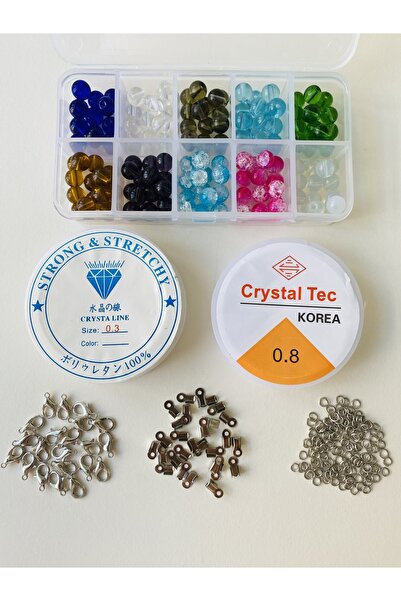 yağmur gökçe No:110 Doğaltaş 8 Mm Takı Yapım Seti ( Lapis Kristal Kuvars Akik...