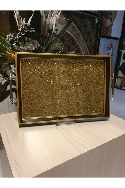 Genel Markalar Sim Taşlı Dekoratif Lüx Nişan Söz Çay Tepsisi