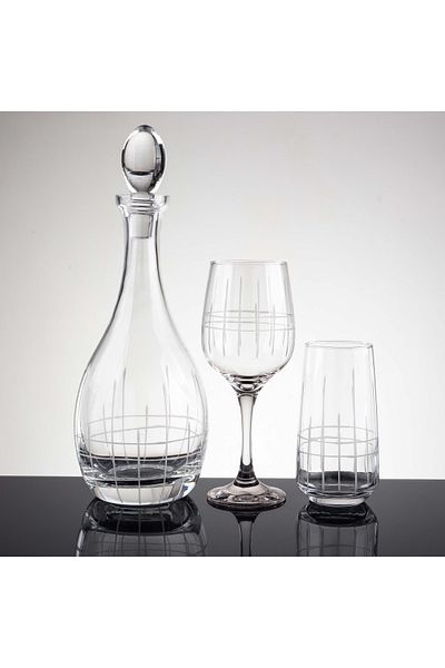 sudeka 25 Pieces Plaid Hand Decorated Cut Glass Water Set for 12 People