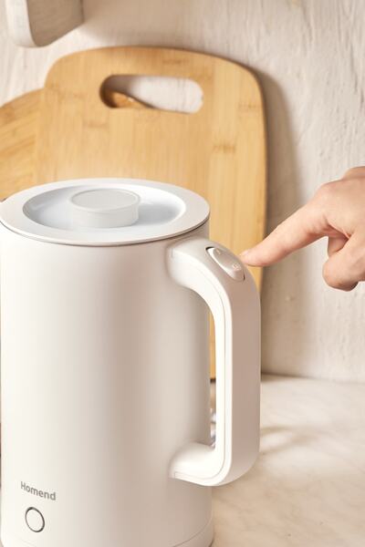 HOMEND Heatrow Cooltouch 1618h Paslanmaz Çelik El Yakmaz Gövdeli Su Isıtıcısı Beyaz