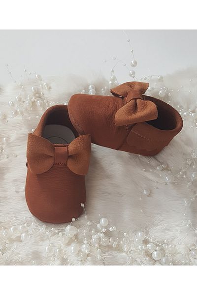Hodore Baby Girl Sofia Leather Moccasin Tan Booties