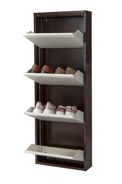 KASER Metal 4'lü Kahve Krem Ayakkabılık