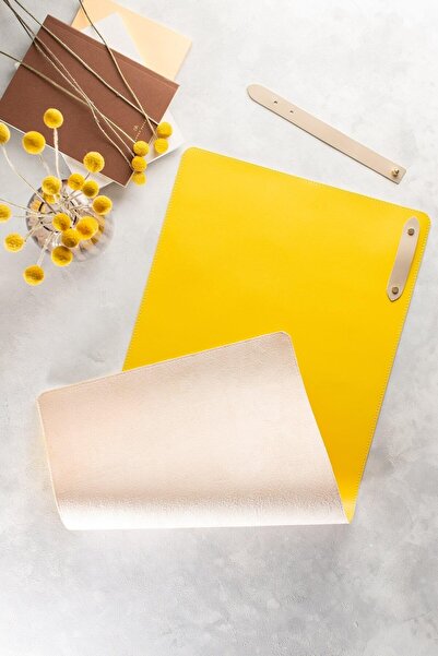 DK LEATHER Piele galbenă Pu Laptop Computer Xl Wide Gamings Covoraș de birou ...