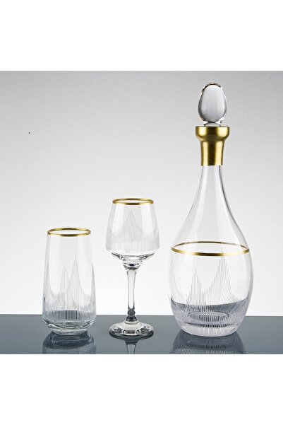 sudeka Alev Gold El Dekor Kesme Cam Su Takımı 25 Parça 12 Kişilik