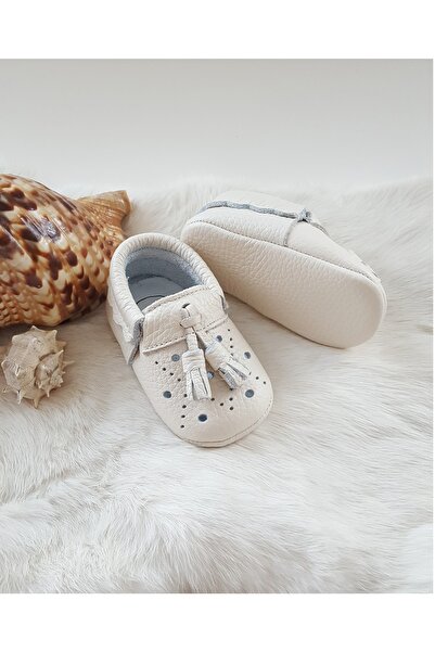 Hodore Axel Leather Baby Moccasin Cream