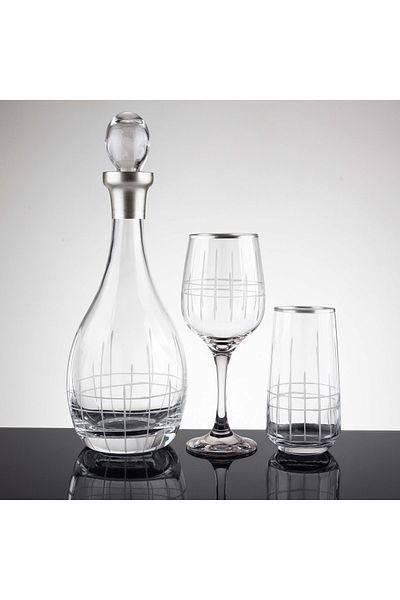 sudeka 25 Pieces Plaid Silver Hand Decorated Cutting Water Set for 12 People